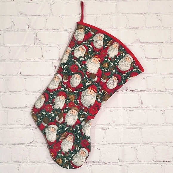 Vintage Handmade Woodland Old World Santa Claus St. Nicholas Christmas Stocking - Picture 5 of 13